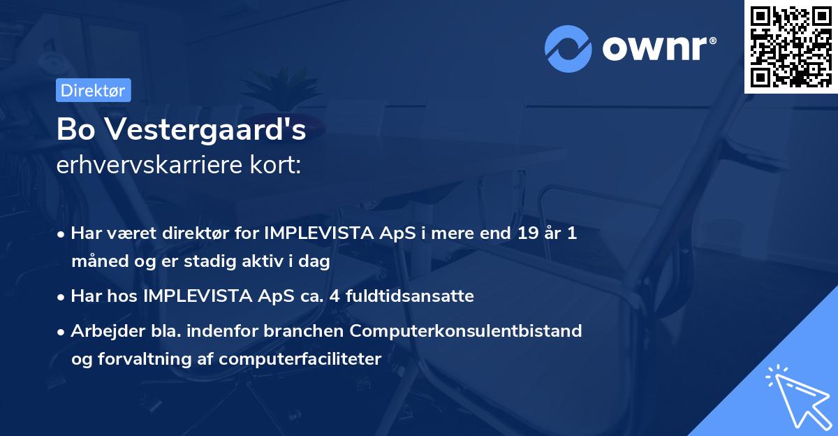 Bo Vestergaard's erhvervskarriere kort