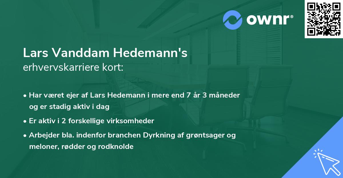 Lars Vanddam Hedemann's erhvervskarriere kort