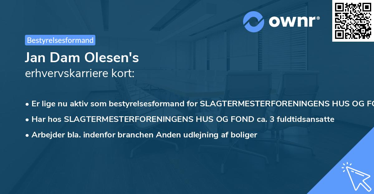 Jan Dam Olesen's erhvervskarriere kort