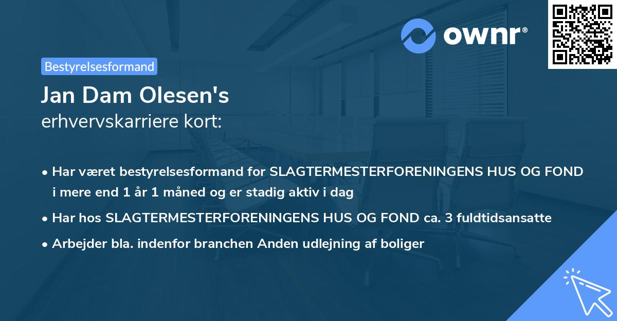 Jan Dam Olesen's erhvervskarriere kort