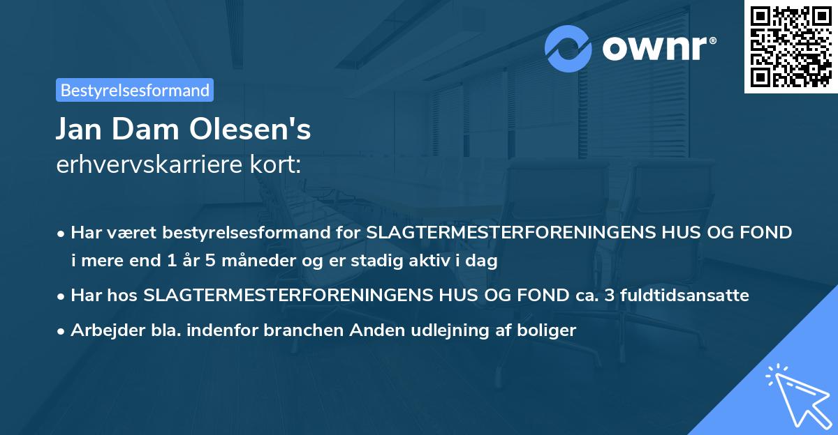 Jan Dam Olesen's erhvervskarriere kort