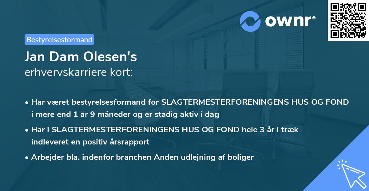 Jan Dam Olesen's erhvervskarriere kort