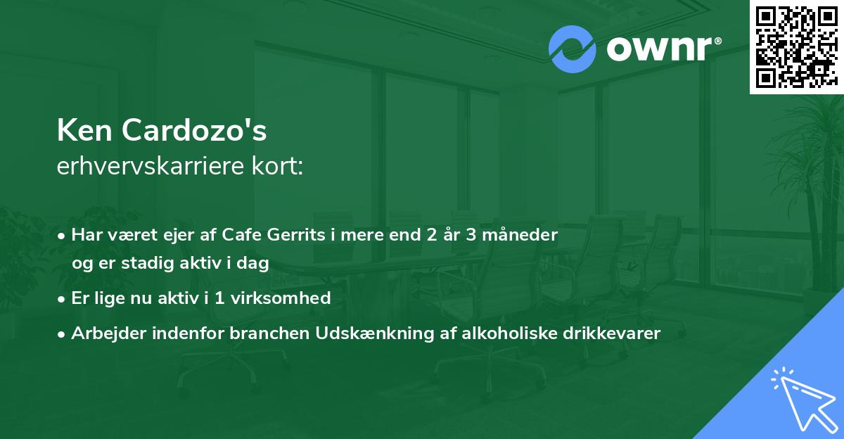 Ken Cardozo's erhvervskarriere kort