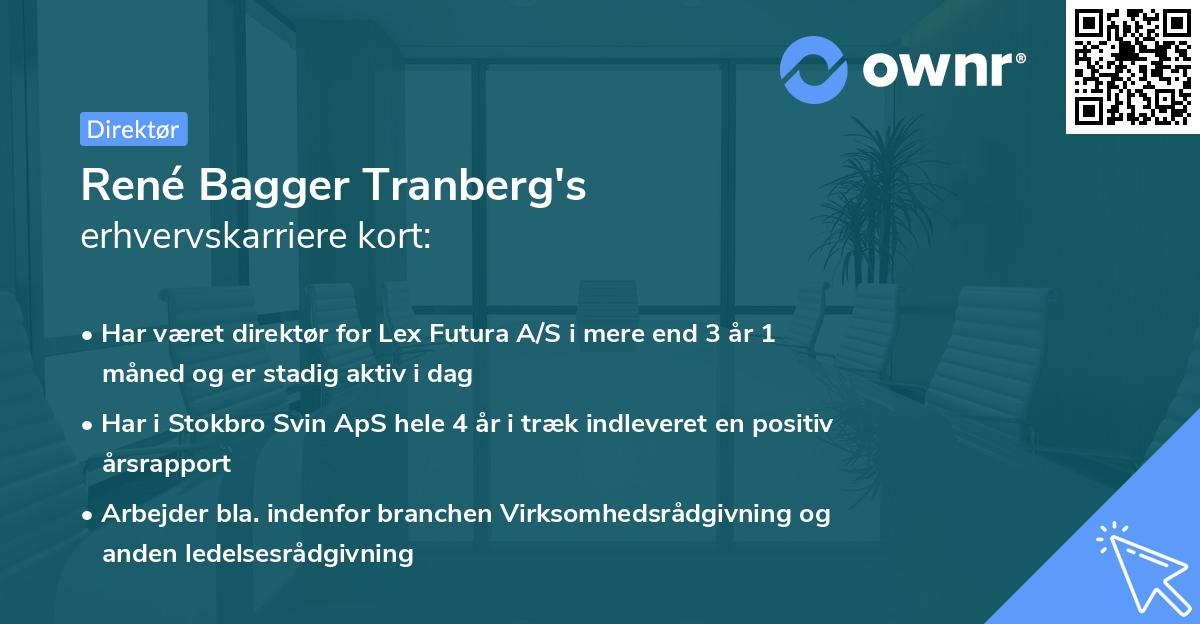 René Bagger Tranberg's erhvervskarriere kort