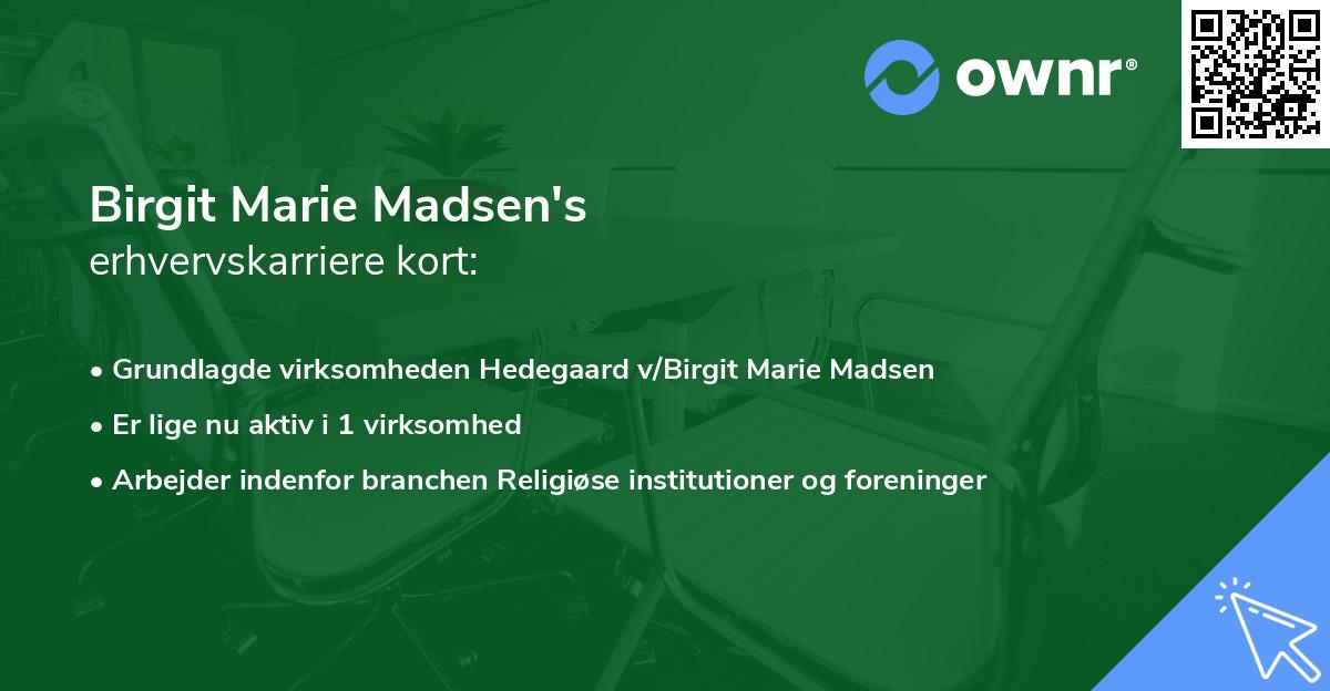 Birgit Marie Madsen's erhvervskarriere kort