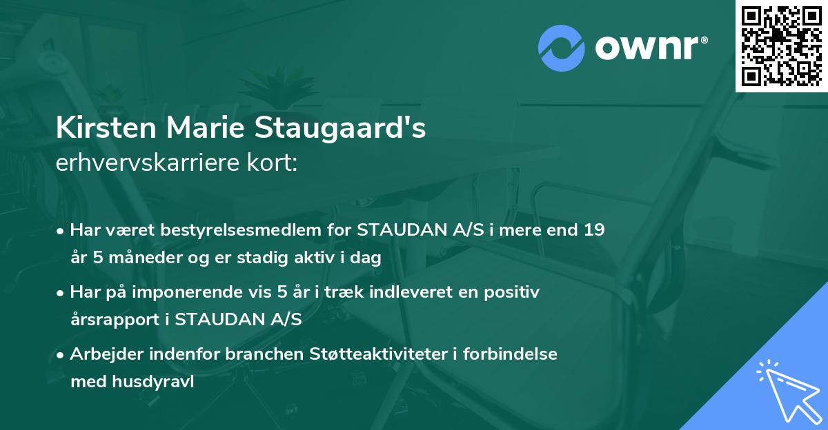 Kirsten Marie Staugaard's erhvervskarriere kort