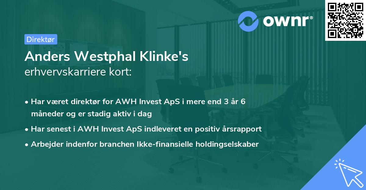 Anders Westphal Klinke's erhvervskarriere kort