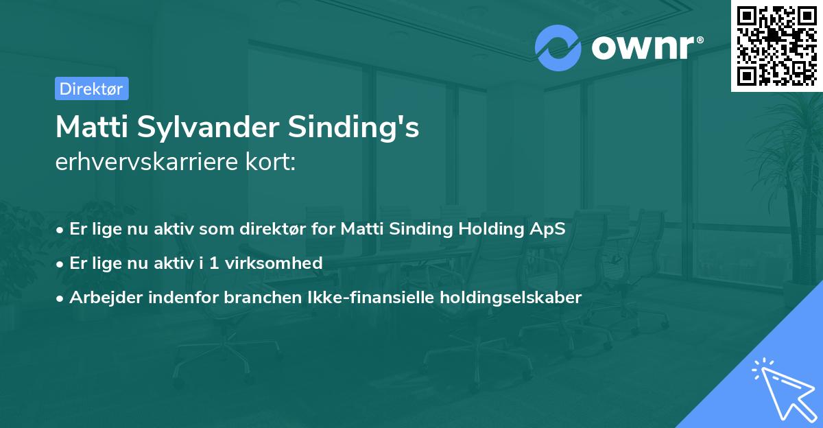 Matti Sylvander Sinding's erhvervskarriere kort