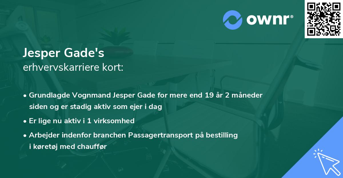 Jesper Gade's erhvervskarriere kort