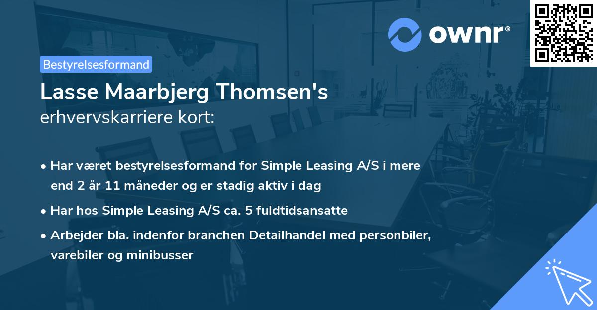 Lasse Maarbjerg Thomsen's erhvervskarriere kort