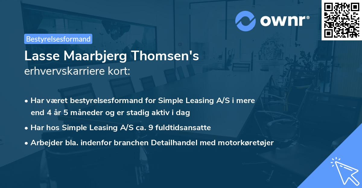 Lasse Maarbjerg Thomsen's erhvervskarriere kort