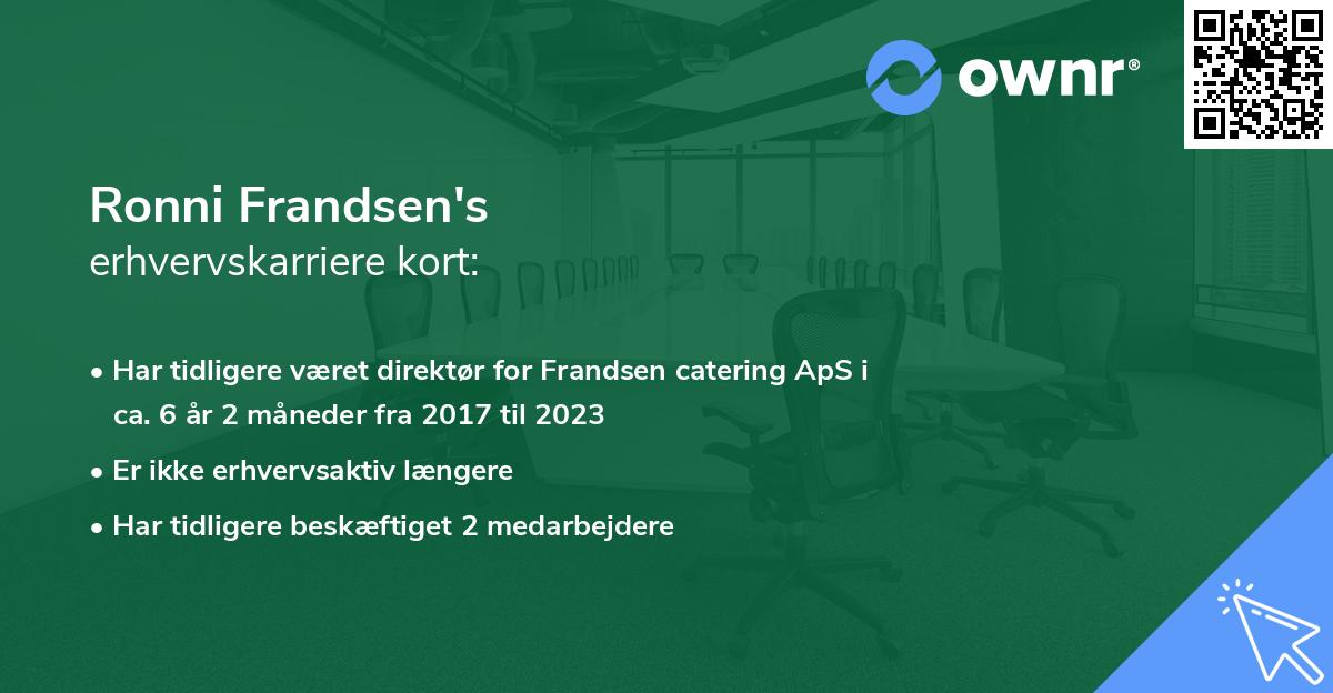 Ronni Frandsen's erhvervskarriere kort