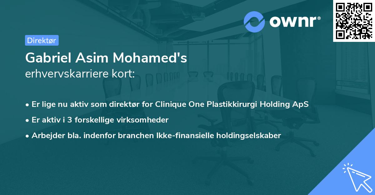 Gabriel Asim Mohamed's erhvervskarriere kort