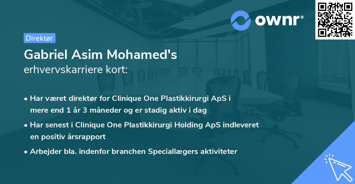 Gabriel Asim Mohamed's erhvervskarriere kort
