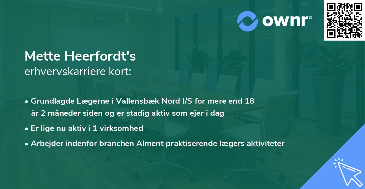 Mette Heerfordt's erhvervskarriere kort