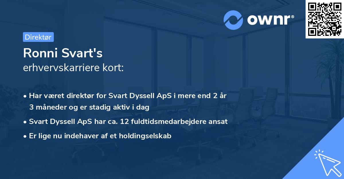 Ronni Svart's erhvervskarriere kort