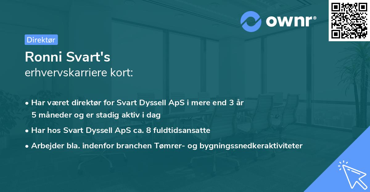 Ronni Svart's erhvervskarriere kort