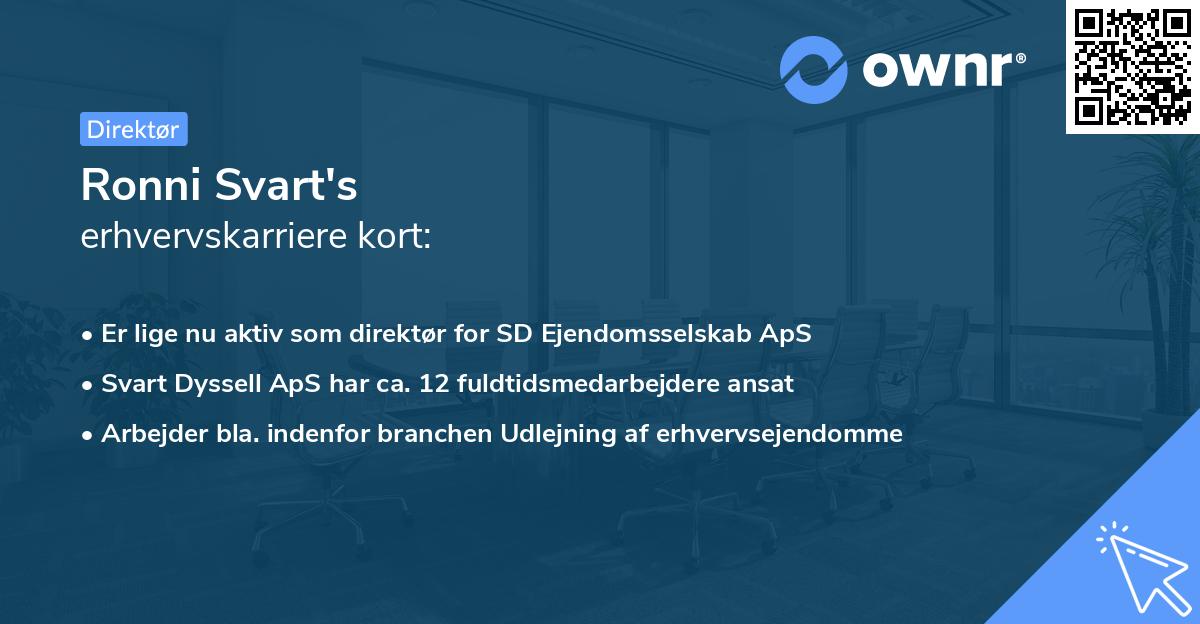 Ronni Svart's erhvervskarriere kort