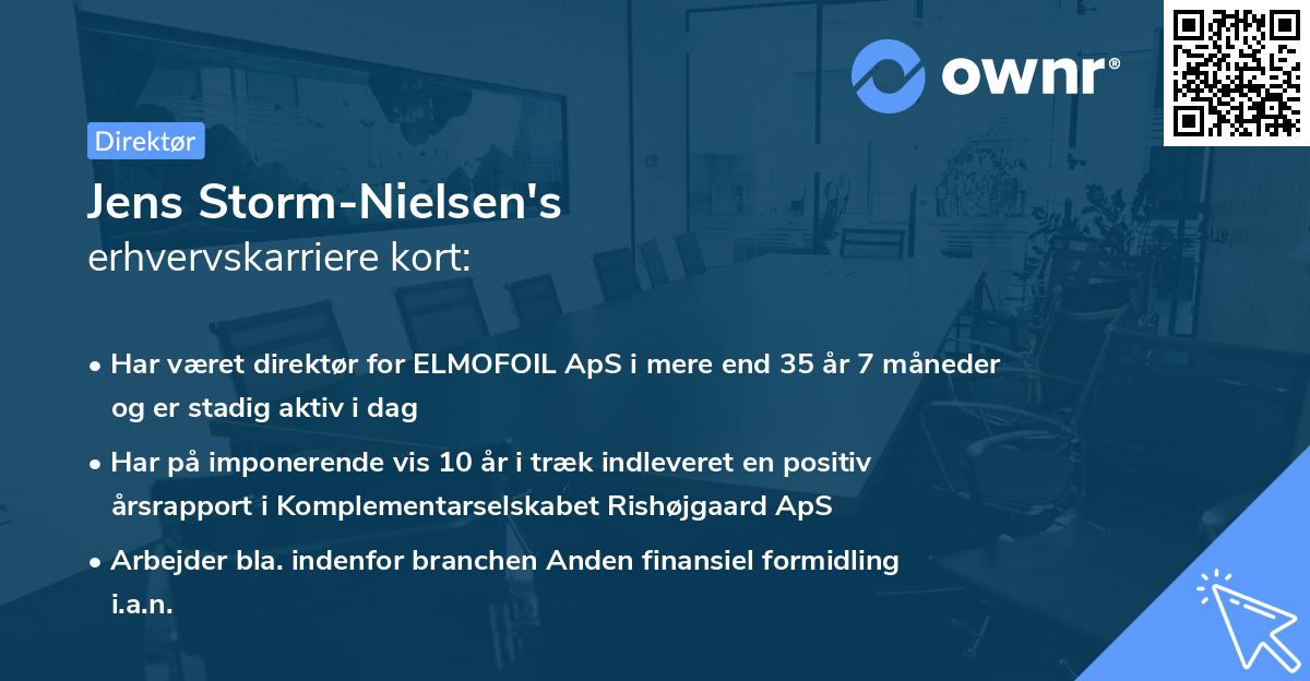 Jens Storm-Nielsen's erhvervskarriere kort