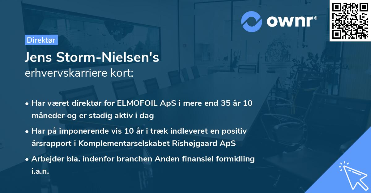 Jens Storm-Nielsen's erhvervskarriere kort
