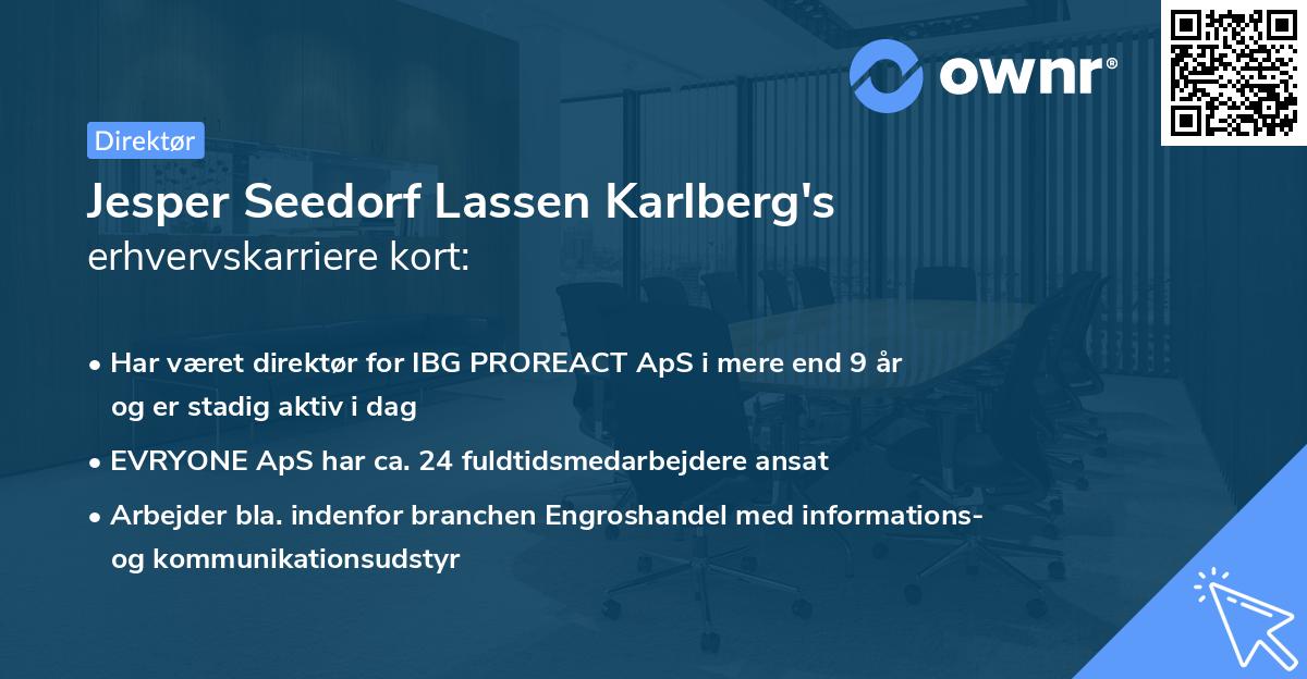 Jesper Seedorf Lassen Karlberg's erhvervskarriere kort