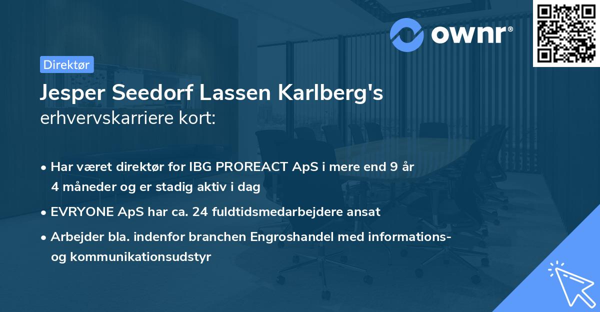 Jesper Seedorf Lassen Karlberg's erhvervskarriere kort