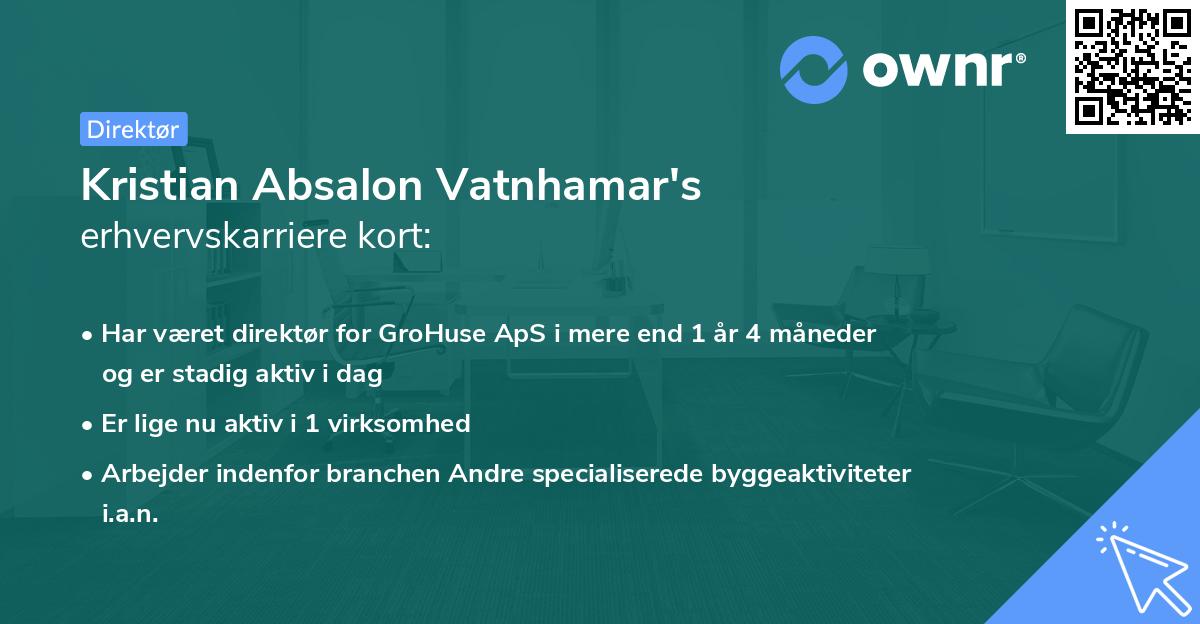 Kristian Absalon Vatnhamar's erhvervskarriere kort