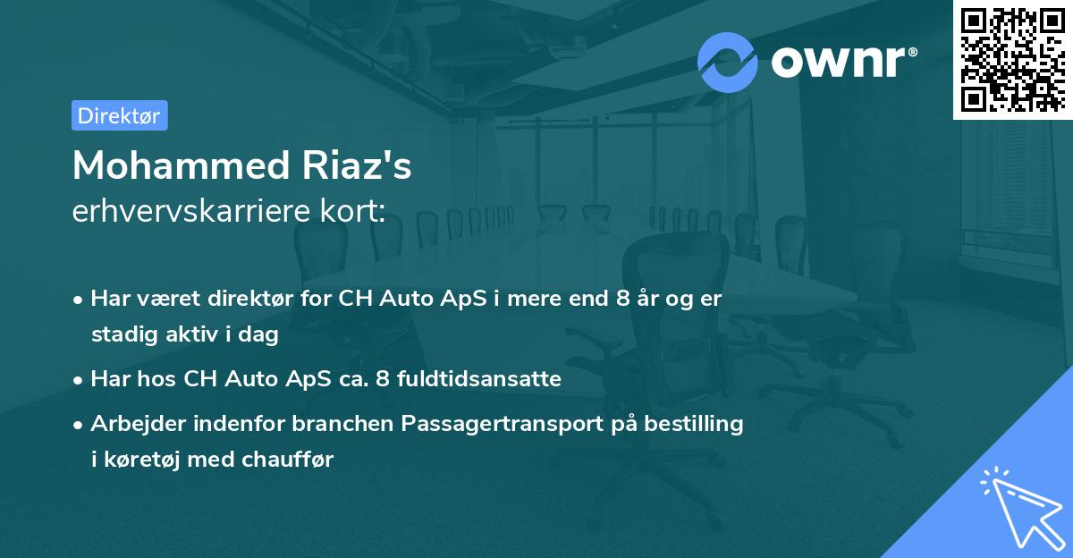 Mohammed Riaz's erhvervskarriere kort