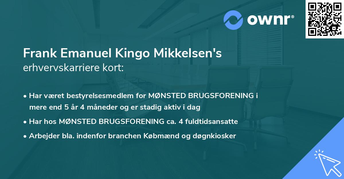 Frank Emanuel Kingo Mikkelsen's erhvervskarriere kort