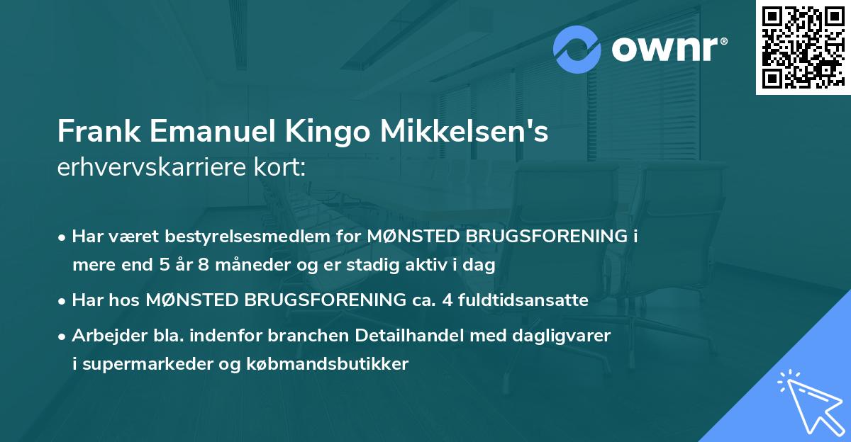 Frank Emanuel Kingo Mikkelsen's erhvervskarriere kort