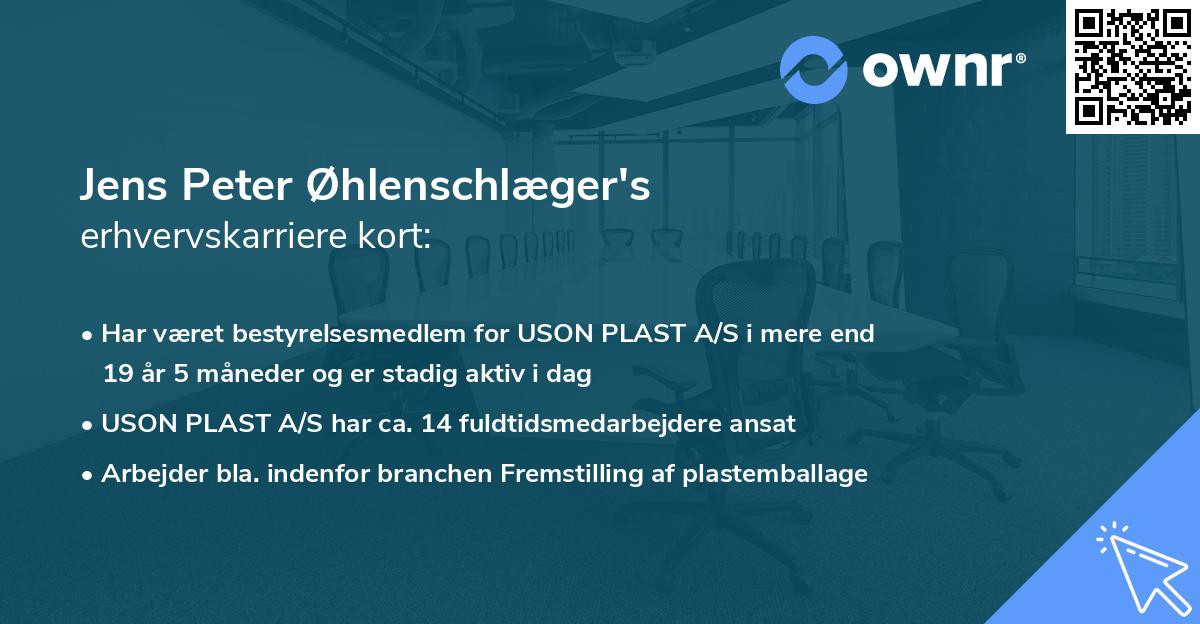 Jens Peter Øhlenschlæger's erhvervskarriere kort
