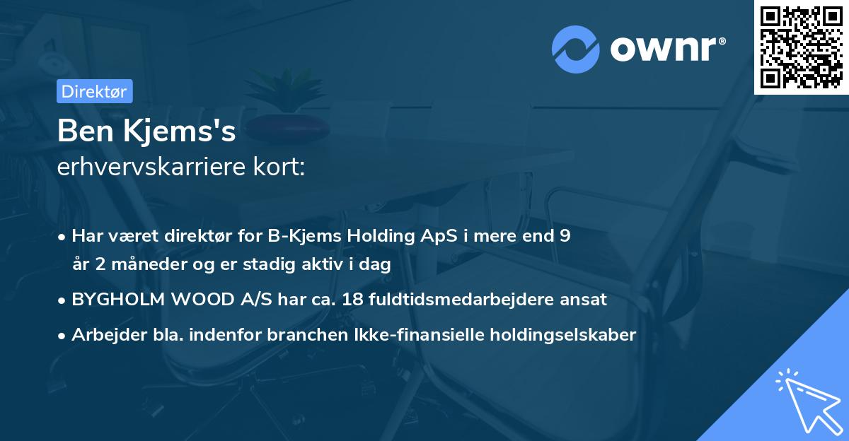 Ben Kjems's erhvervskarriere kort