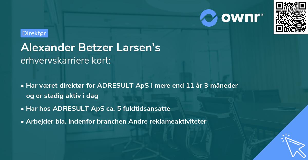 Alexander Betzer Larsen's erhvervskarriere kort