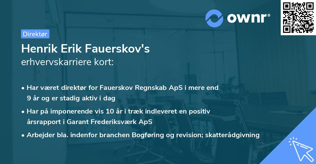Henrik Erik Fauerskov's erhvervskarriere kort