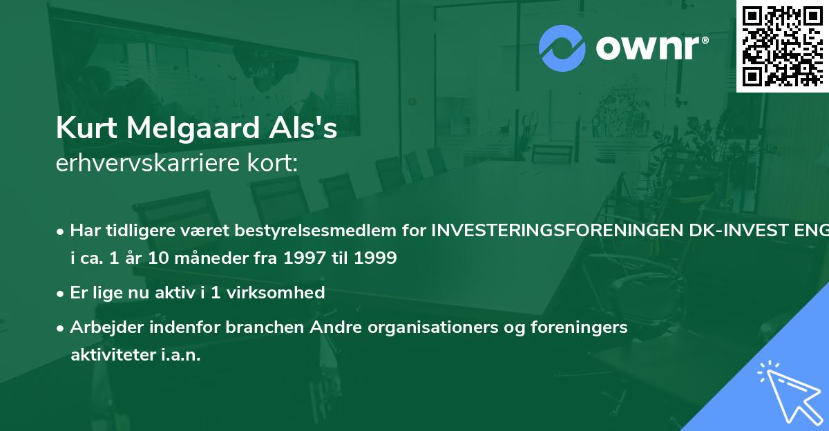 Kurt Melgaard Als's erhvervskarriere kort