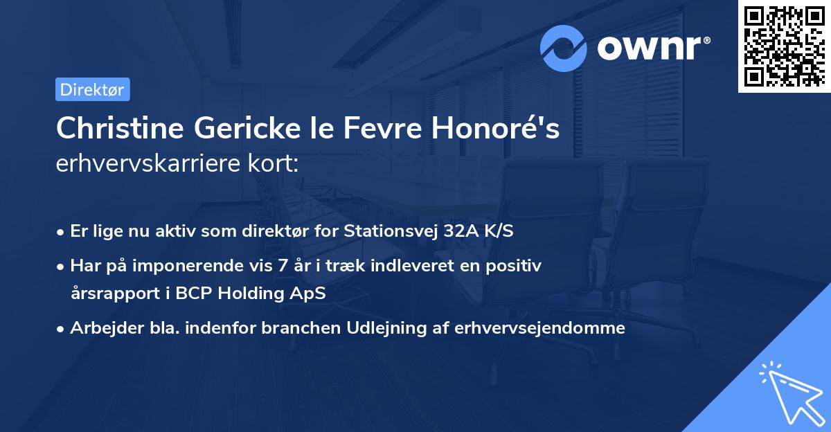 Christine Gericke le Fevre Honoré's erhvervskarriere kort