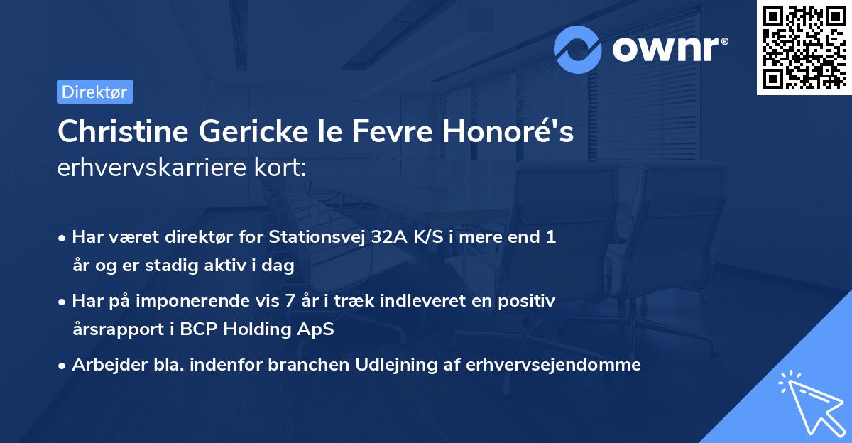 Christine Gericke le Fevre Honoré's erhvervskarriere kort