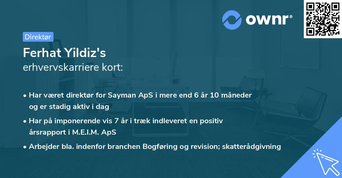 Ferhat Yildiz's erhvervskarriere kort