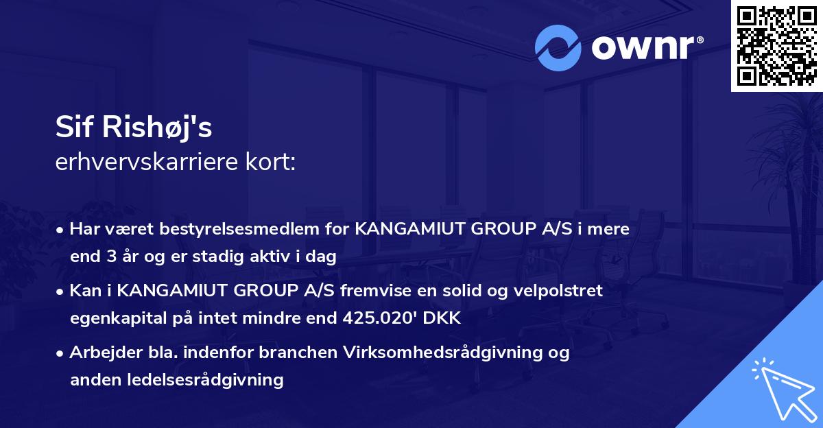 Sif Rishøj's erhvervskarriere kort
