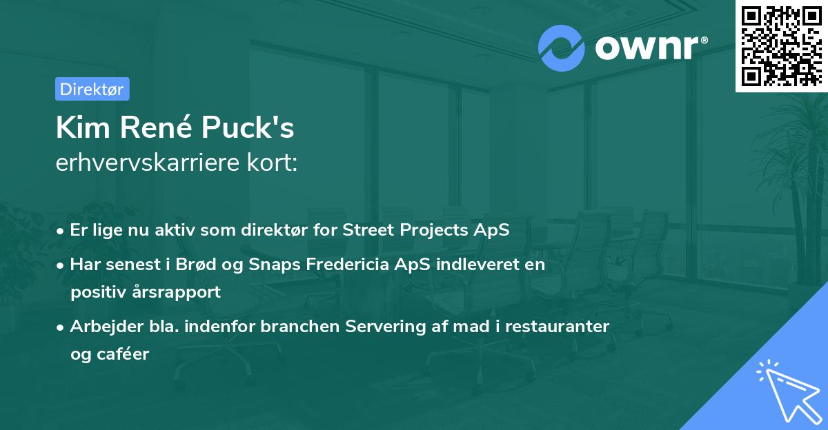 Kim René Puck's erhvervskarriere kort