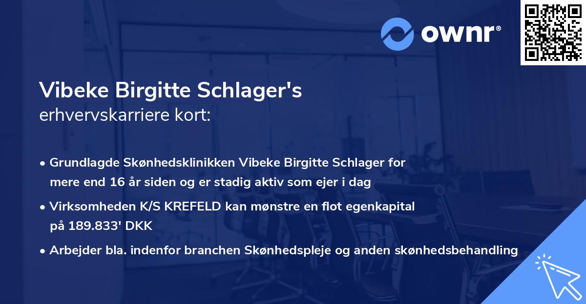 Vibeke Birgitte Schlager's erhvervskarriere kort