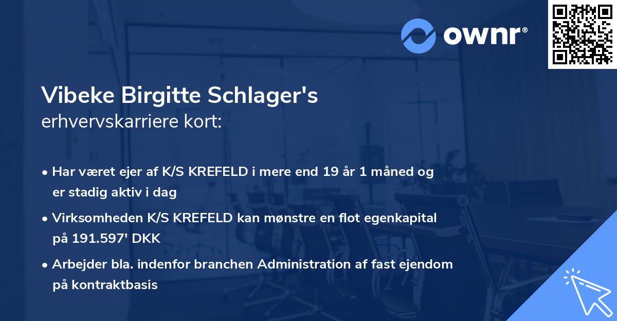Vibeke Birgitte Schlager's erhvervskarriere kort