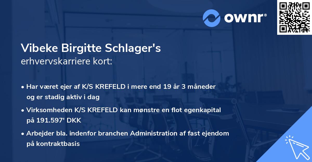 Vibeke Birgitte Schlager's erhvervskarriere kort