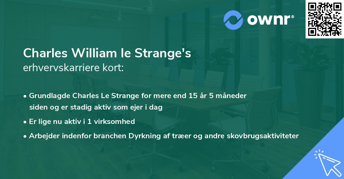 Charles William le Strange's erhvervskarriere kort