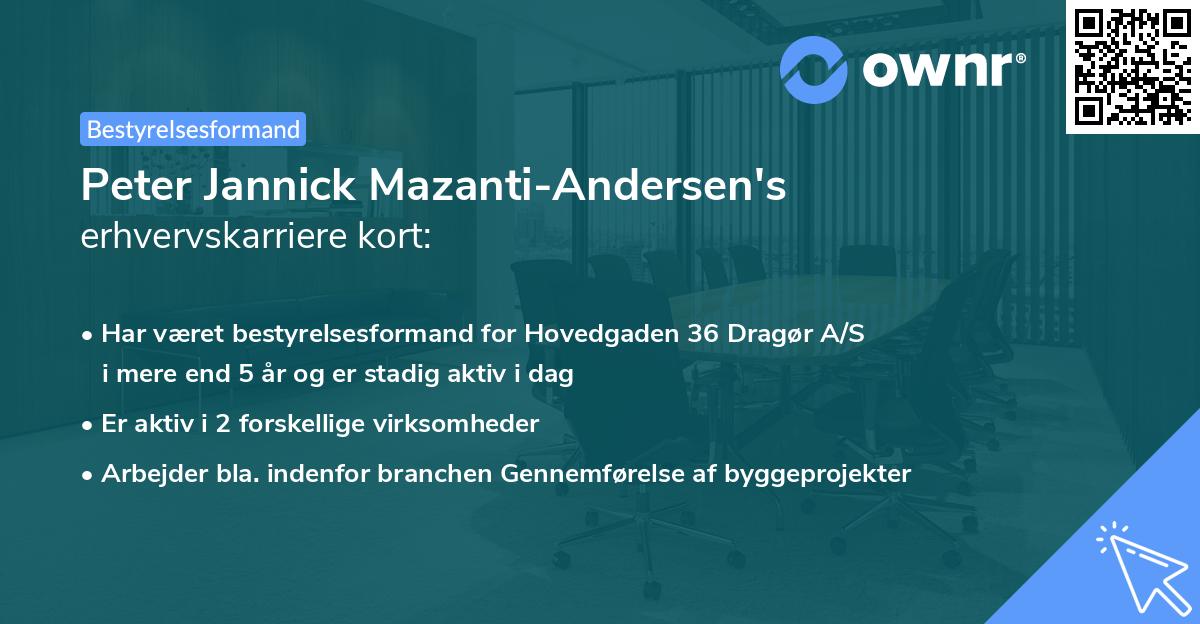 Peter Jannick Mazanti-Andersen's erhvervskarriere kort