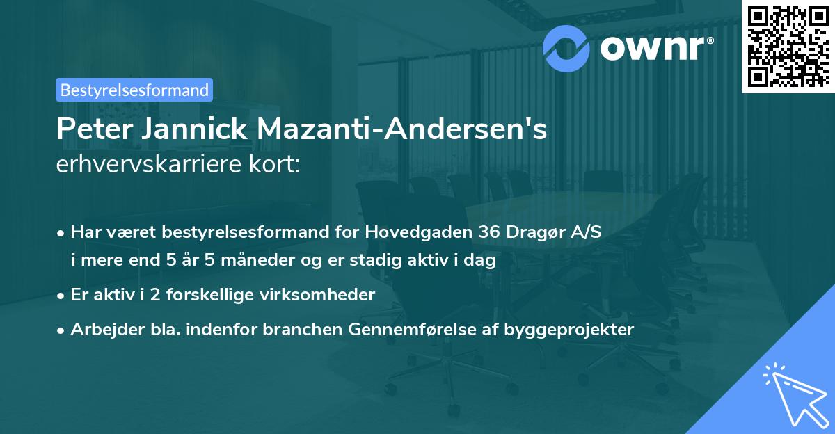 Peter Jannick Mazanti-Andersen's erhvervskarriere kort