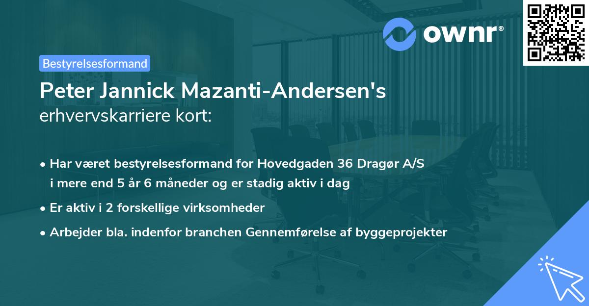 Peter Jannick Mazanti-Andersen's erhvervskarriere kort