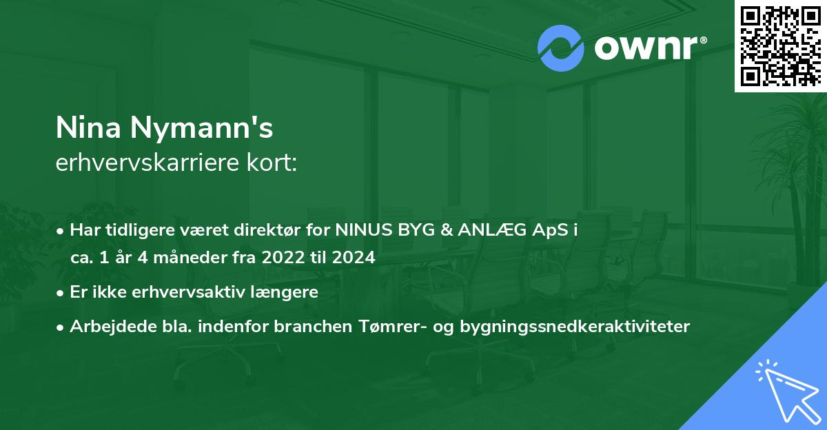 Nina Nymann's erhvervskarriere kort