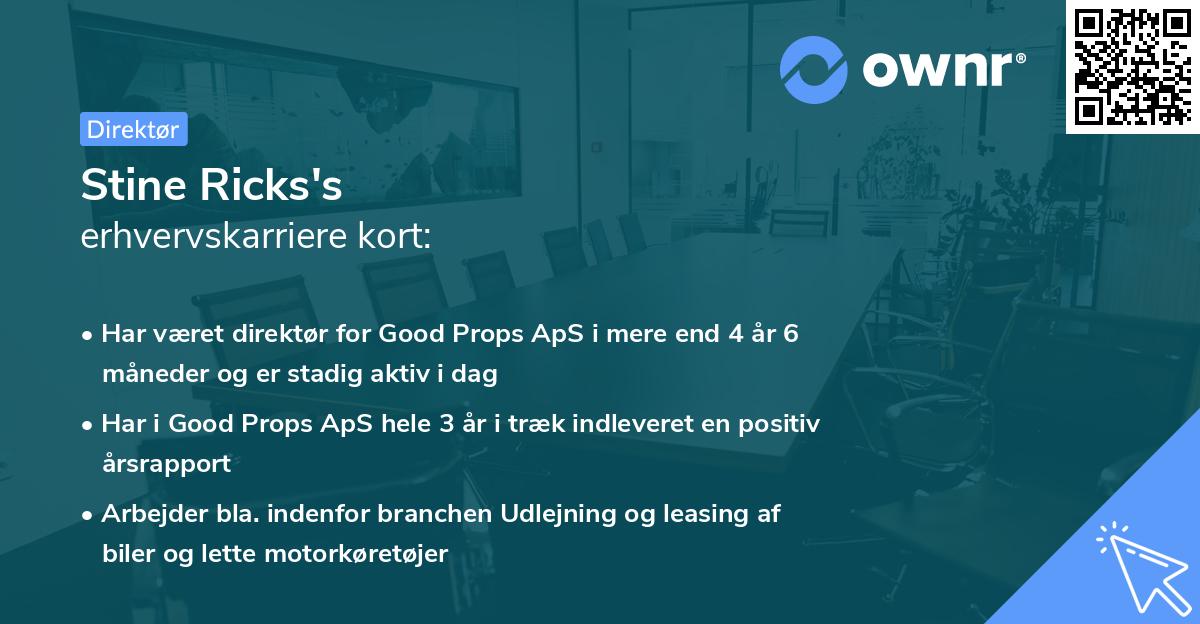 Stine Ricks's erhvervskarriere kort
