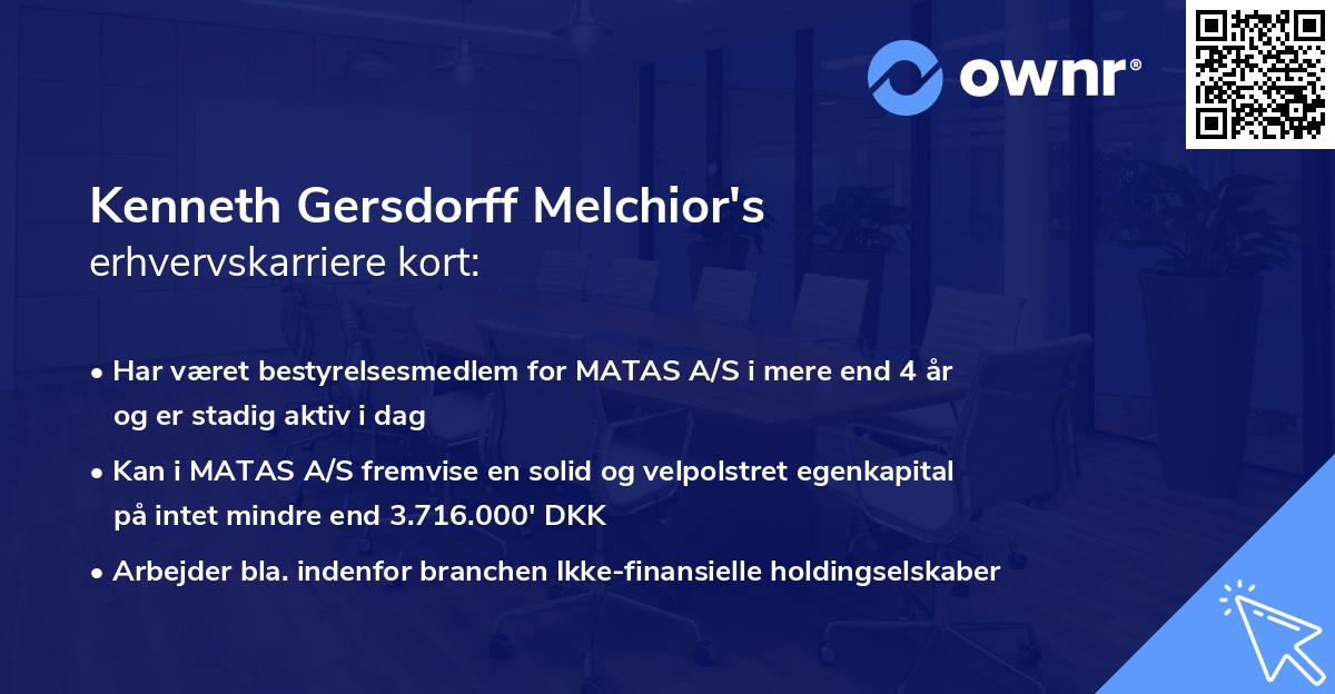 Kenneth Gersdorff Melchior's erhvervskarriere kort